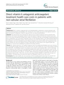 Direct vitamin k antagonist anticoagulant treatment health care costs in patients with non-valvular atrial fibrillation