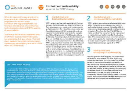 Institutional sustainability as part of the ‘FIETS’ strategy What do you need to pay attention to when you want to set up sustainable projects in the area of water,