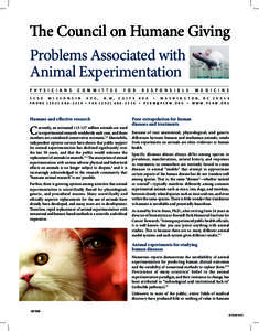 The Council on Humane Giving Problems Associated with Animal Experimentation P h y s i c i a n s  C o m m i t t e e