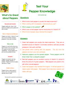 Test Your Pepper Knowledge What’s So Great about Peppers  [www.panen.org]