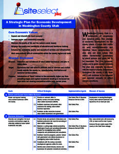 A Strategic Plan for Economic Development in Washington County Utah Core Economic Values W