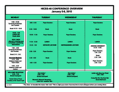 HICSS-48 CONFERENCE OVERVIEW January 5-8, 2015 MONDAY 