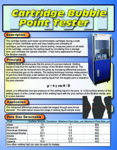 PMI Cartridge Bubble Point Tester