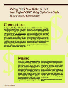 Putting CDFI Fund Dollars to Work: New England CDFIs Bring Capital and Credit to Low-income Communities