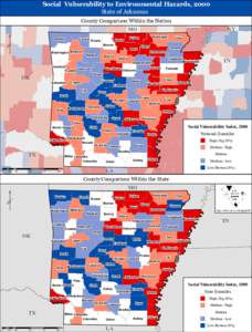 Social Vulnerability to Environmental Hazards, 2000 State of Arkansas County Comparison Within the Nation KY