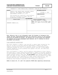 Compliance Program Guidance Manual - Chapter 21 - Food Composition, Standards, Labeling and Economics. Domestic and Import NLEA, Nutrient Sample Analysis, and General Food Labeling Requirements Program.