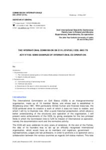 COMMISSION INTERNATIONALE DE L’ÉTAT CIVIL Strasbourg – 20 May 2007 _______________________________________________________________________________________________________