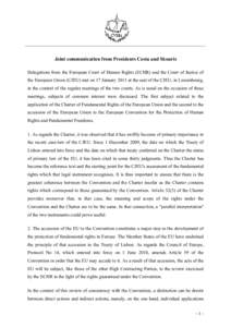 Politics / European Union law / Charter of Fundamental Rights of the European Union / European Union / European Court of Human Rights / European Convention on Human Rights / Treaty of Lisbon / Canadian Charter of Rights and Freedoms / Relationship between the European Court of Justice and European Court of Human Rights / Law / International relations / Human rights instruments