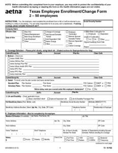 Texas Employee Enrollment/Change Form 2-50 Employees - Aetna