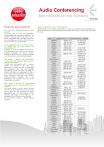 Audio Conferencing International access numbers UKFELBRIDGE1 Last Revised: Frequently asked questions