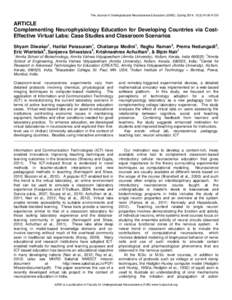 The Journal of Undergraduate Neuroscience Education (JUNE), Spring 2014, 12(2):A130-A139  ARTICLE Complementing Neurophysiology Education for Developing Countries via CostEffective Virtual Labs: Case Studies and Classroo