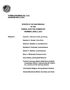 Donald F. McGahn II / Agenda / Politics / Steven T. Walther / Government / Cynthia L. Bauerly / Ellen L. Weintraub / Federal Election Commission