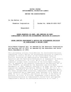 Order Granting In Part, And Denying In Part, Complainant's Motion For Accelerated Decision On Liability - Order Denying Respondent's Motion For Accelerated Decision On Complainant's Second Count