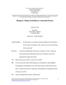 Pryor Center for Arkansas Oral and Visual History Special Collections Department University of Arkansas Libraries 365 N. McIlroy Ave. Fayetteville, AR[removed]5330