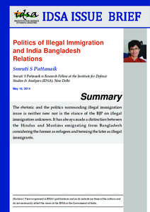 IDSA Issue Brief  IDSA ISSUE BRIEF 1  Politics of Illegal Immigration