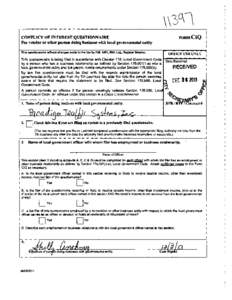 FORMCIQ  CONFLICT OF INTEREST QUESTIONNAIRE For vendor or other penon doing business with local governmental entity Thl. queatlonnalre reflects change. made to the law by H.B. 1491, 80th Leg., Regular Session.