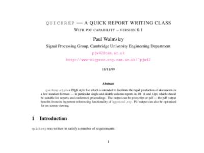 QUICKREP  — A QUICK REPORT WRITING CLASS W ITH