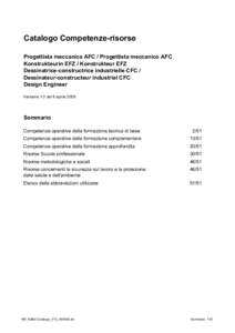 Catalogo Competenze-risorse Progettista meccanica AFC / Progettista meccanico AFC Konstrukteurin EFZ / Konstrukteur EFZ Dessinatrice-constructrice industrielle CFC / Dessinateur-constructeur industriel CFC Design Enginee