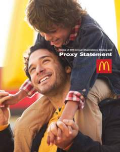 Notice of 2015 Annual Shareholders’ Meeting and  Proxy Statement Letter to Shareholders from McDonald’s Board of Directors