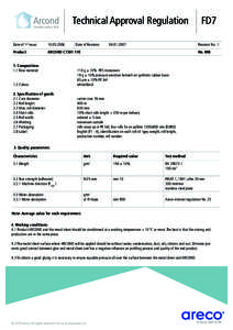 Arcond Condensation Felt Technical Approval Regulation  Date of 1st issue: