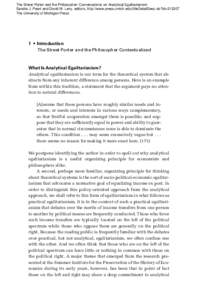 The Street Porter and the Philosopher: Conversations on Analytical Egalitarianism Sandra J. Peart and David M. Levy, editors, http://www.press.umich.edu/titleDetailDesc.do?id=The University of Michigan Press 1 •