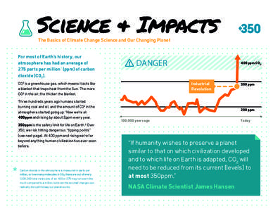Science & Impacts The Basics of Climate Change Science and Our Changing Planet For most of Earth’s history, our atmosphere has had an average of 275 parts per million* (ppm) of carbon