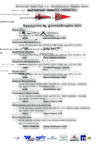 Hamburger Segel-Club e.V. · Norddeutscher Regatta Verein GLÜCKSTADT REGATTA COMMITTEE Wanderpreise 67. Glückstadtregatta 2015 HASPA PREIS Für das jüngste Team U27 beider Wettfahrten,