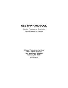 OSE RFP HANDBOOK Selection Procedures for Construction Using A Request for Proposal Office of Procurement Services Office of State Engineer