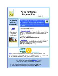 News for School Communities May 2014 Physical Activity