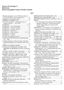 Sources of Genealogy © Held in the Royal Geographical Society of South Australia Index Aboriginal meanings of over 1200 place names in New South Wales, 1891, historical facts[removed]