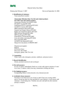 BioPAL Material Safety Data Sheet Printing date February 3, 2007 Reviewed September 10, 2008