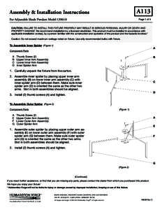 A113  Assembly & Installation Instructions For Adjustable Shade Pendant Model[removed]Page 1 of 4