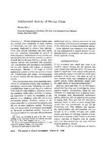 Antibacterial Activity of Human Urine DONALD KAYE From the Department of Medicine, The New York Hospital-Cornell Medical