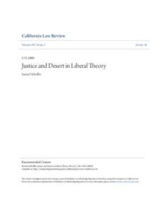 Justice and Desert in Liberal Theory