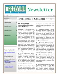 Newsletter Volume 29, Number 4 January-February[removed]President’s Column