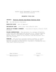 UNITED STATES DEPARTMENT OF AGRICULTURE Rural Utilities Service BULLETIN 1724D-101A SUBJECT: TO:
