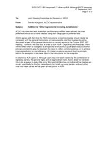 5JSC/CCC/1/LC response/LC follow-up/ALA follow-up/ACOC response 17 September 2007 Page 1 of 1 To: