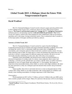 Reviews  Global Trends 2015: A Dialogue About the Future With Nongovernment Experts David Woolfson*