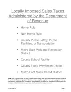 Locally Imposed Sales Taxes Administered by the Department of Revenue