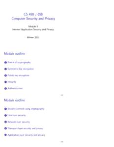 CSComputer Security and Privacy Module 5 Internet Application Security and Privacy Winter 2011