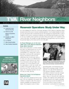 M AY[removed]TVA River Neighbors Navigation • Flood Control • Power Supply • Land Use • Water Supply  Contents