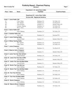 Publicity Report - Premium Placing