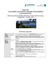 Study trip “Accessibility and inclusion of people with disabilities in protected areas” Eifel National Park and Kellerwald-Edersee National Park, Germany 25 September - 1 October, 2016