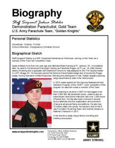 Biography  Staff Sergeant Jeshua Stahler Demonstration Parachutist, Gold Team