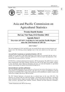 APCAS/12/3 October 2012 Asia and Pacific Commission on Agricultural Statistics Twenty-fourth Session