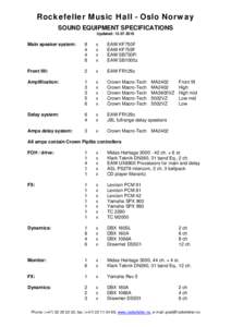 SOUND EQUIPMENT SPECIFICATIONS