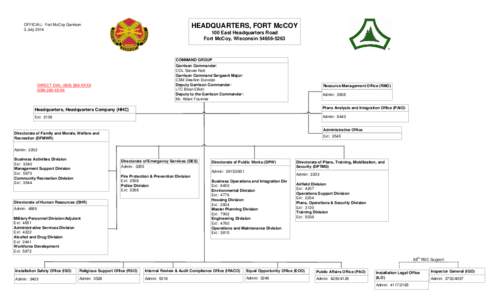 HEADQUARTERS, FORT McCOY  OFFICIAL: Fort McCoy Garrison 3 July[removed]East Headquarters Road