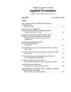 American Economic Journal  Applied Economics A journal of the American Economic Association