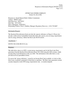 Software / Hoot / Spreadsheet / Otter Tail Corporation / South Dakota Public Utilities Commission / Base load power plant / Microsoft Excel / EPs