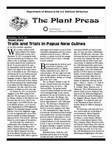 Department of Botany & the U.S. National Herbarium  The Plant Press New Series - Vol[removed]No. 1  January-March 2013